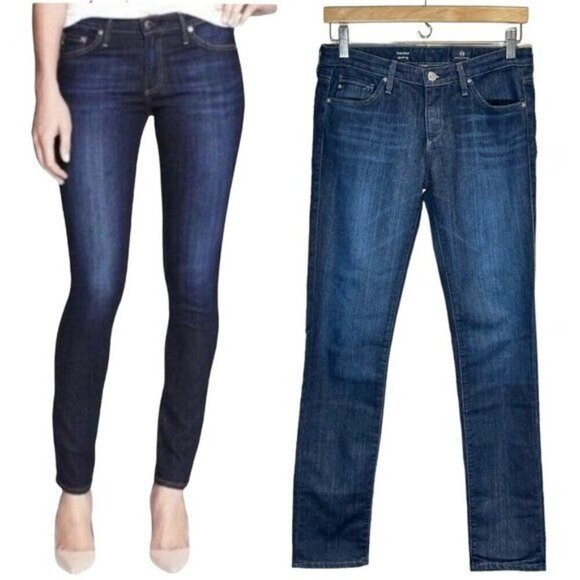 AG ADRIANO GOLDSCHMIED The Stilt Cigarette Skinny Leg Jeans Women Sz. 28 R Blue - Picture 1 of 15